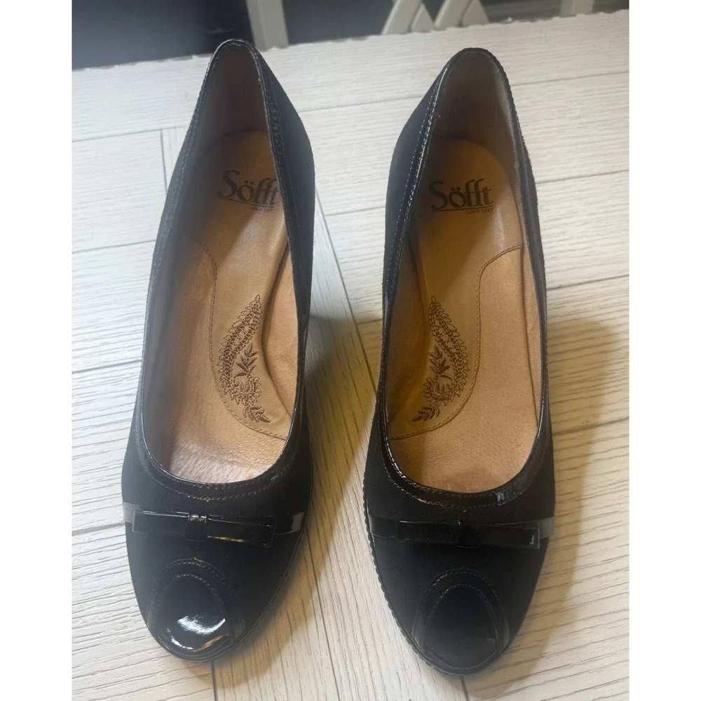 Sofft 1015421‎ Women Black Open Toe Bow Leather Approx 3